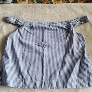 Blue and white stripe off shoulder top